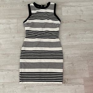 Black & White Stripe Fitted Dress